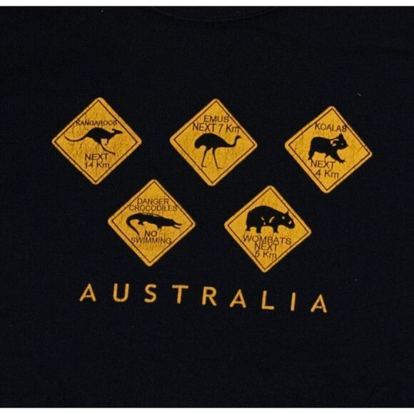 Aussie Tee Crossing Symbols Australia Black T-Shirt Size L - Picture 3 of 5